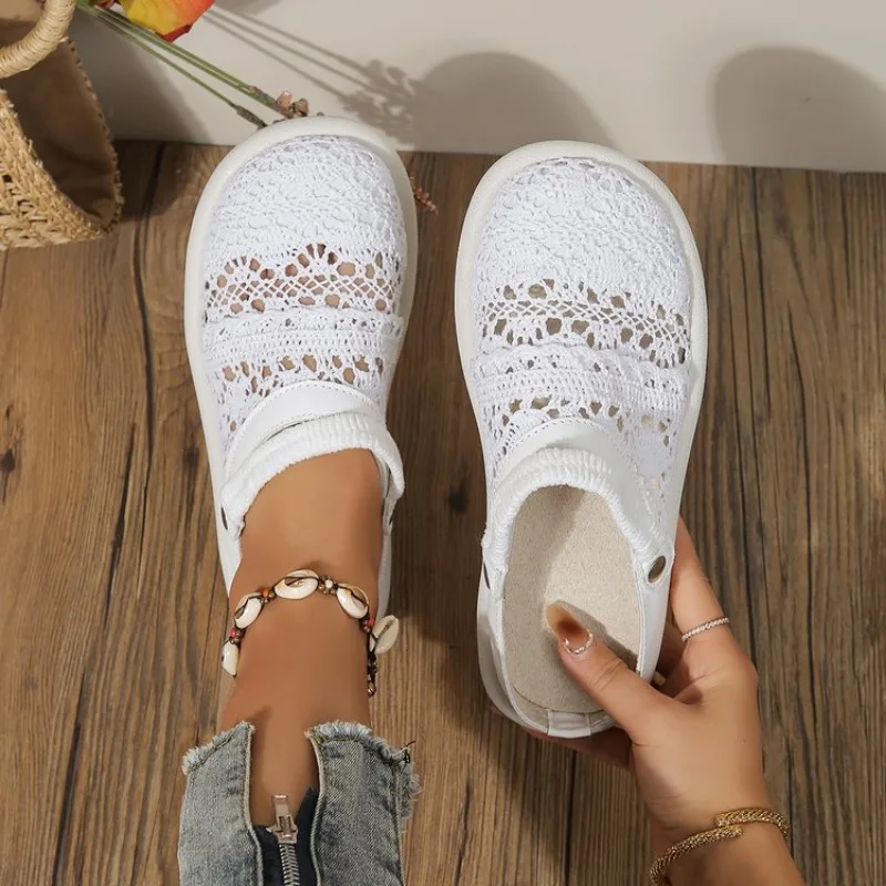 Summer Sweet Sandals Women Closed Toe Breathable Women Shoes Soft Sole Lightweight Flat Sandals Lace Outdoor Casual Slides Туфли image 4