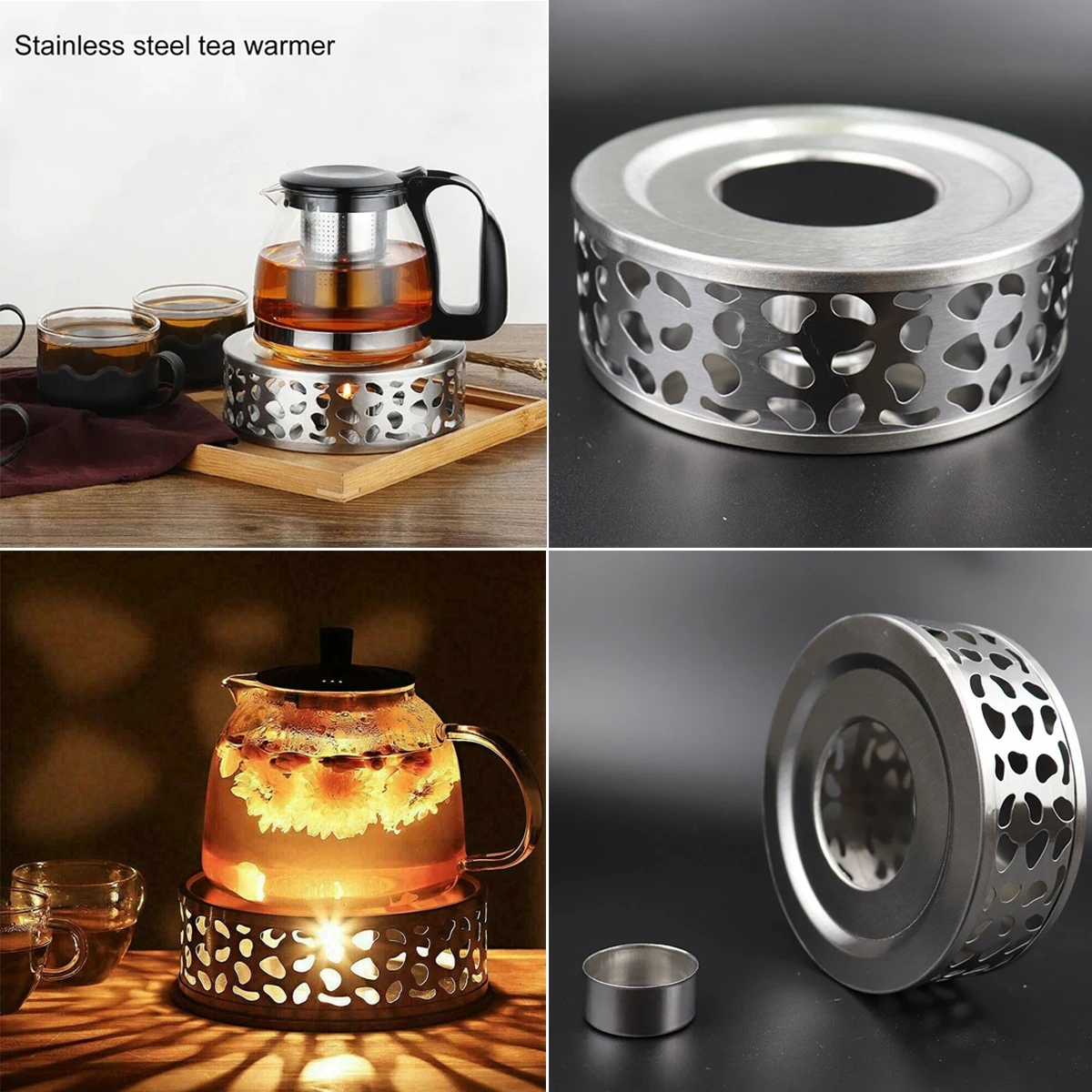 

Newest Stainless Steel Stove Tea Pot Multifunction Candle Warmer Household Coffee Accessories Round Base Milk HeaterTeapot Stand