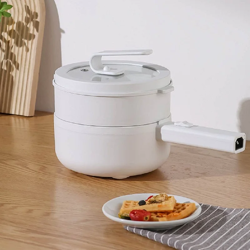 

1.5L Electric Hot Pot Integrated Electric Cooking Pot Household Electric Wok Cooking Noodle Pot With Steamer Kitchen Tools 220V