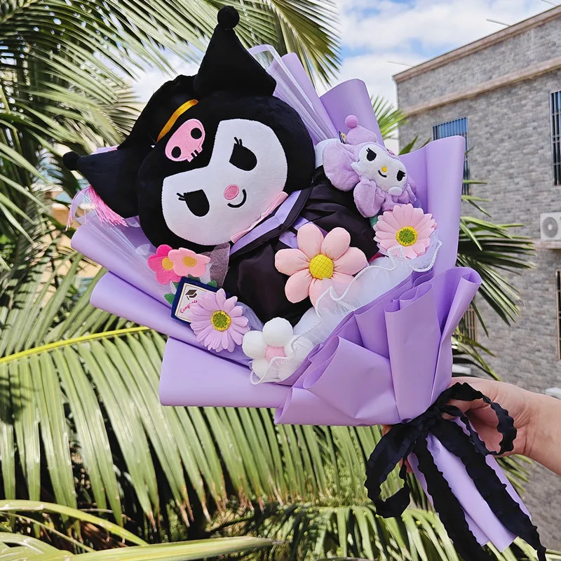 

Sanrio Cartoon Cinnamoroll Hello Kitty Graduation Bouquet My Melody Kuromi With Graduation Hat Handmade Girl Valentines Day Gift