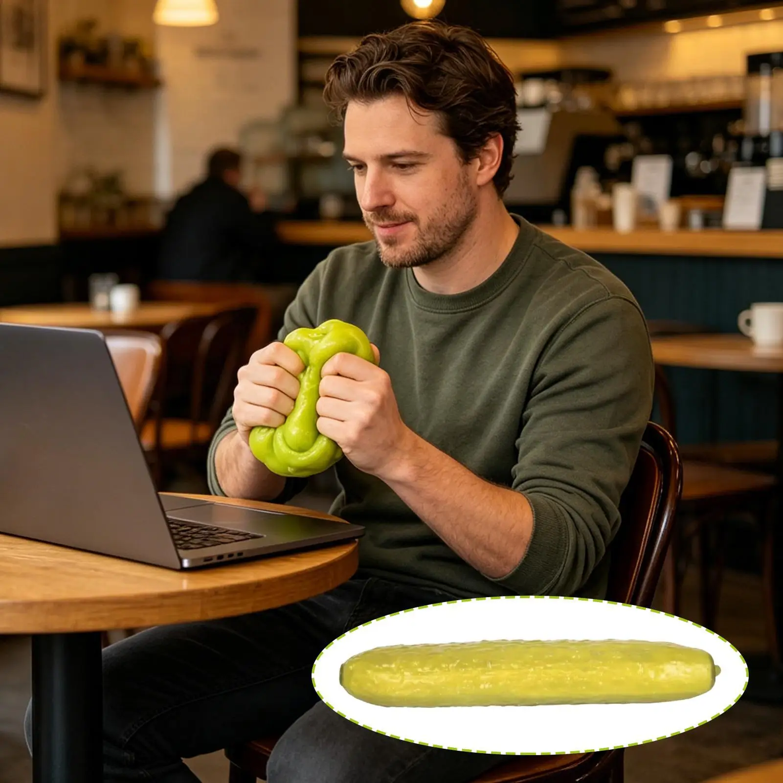 Funny Cute Realistic Pickle Squeeze Toy Soft Slow Rising Fidget Stress Relief for Adults Kids Men Women Students Home Office