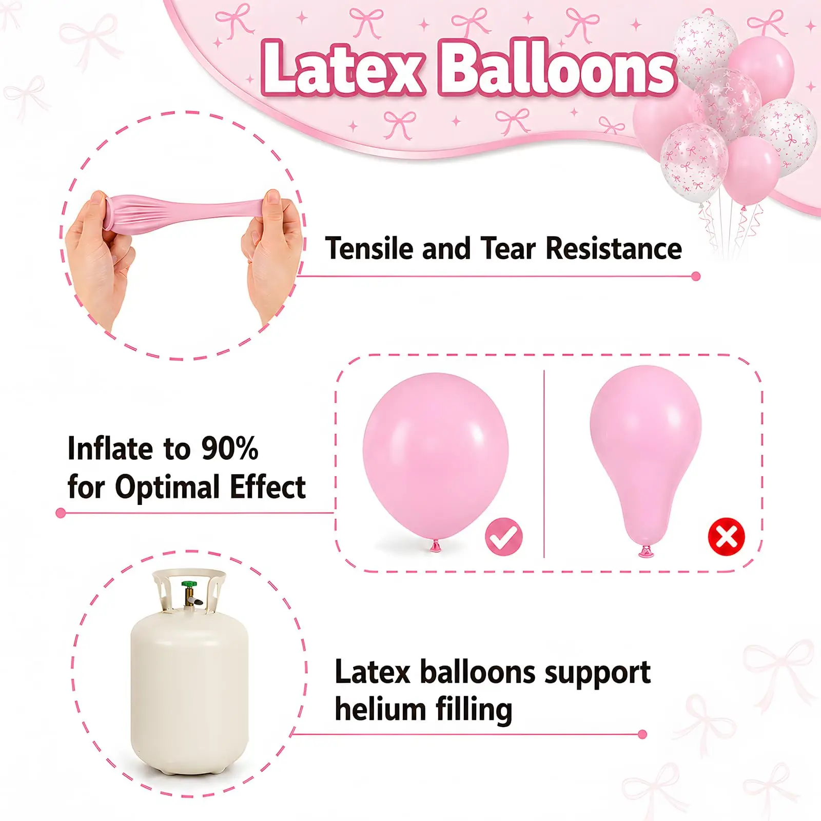 35 Stück/12 Zoll rosa Schleifenballons, pastell hellrosa transparente weiße Schleifendruck-Coquette-Ballons für Mädchen und Frauen zum Geburtstag und zur Hochzeit – Detail 7