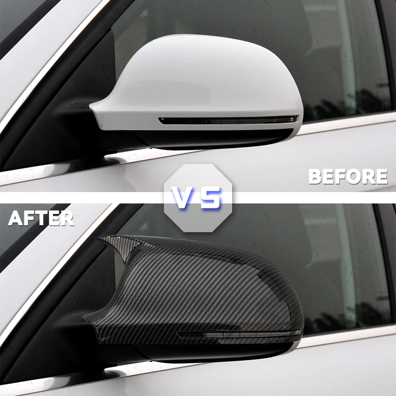 Pair Side Wing Mirror Cover For Audi A4 S4 A5 S5 B8 8T 2009-2012 2010 Add On Side Rear View Mirror Cap Cover Car Accessories