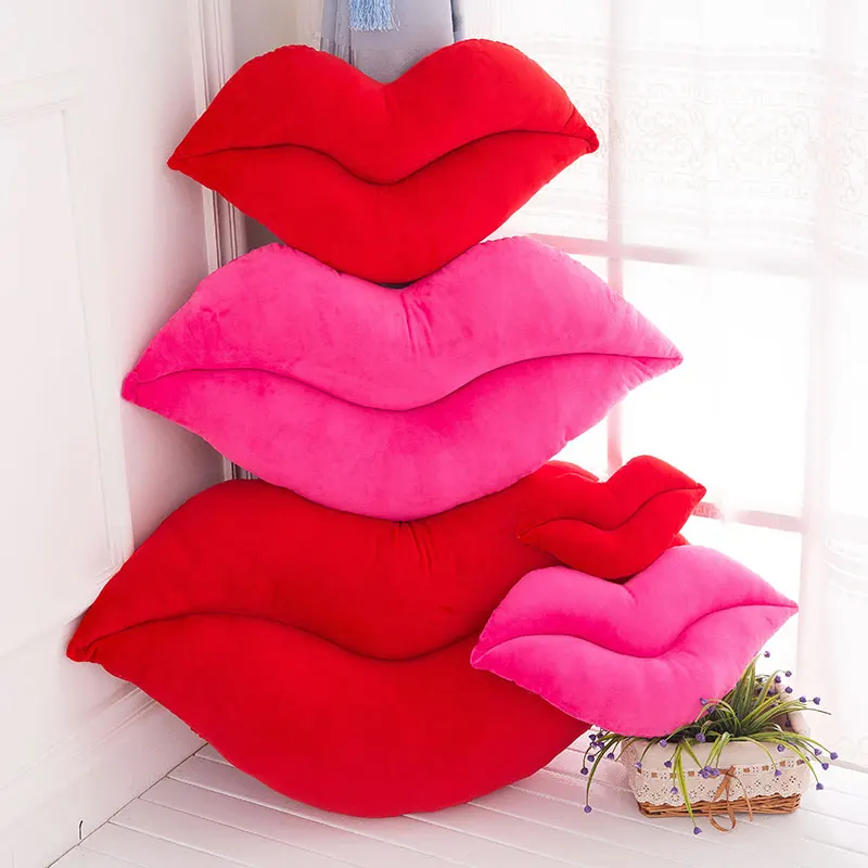 Creative cute gift plush pillow soft stuffed poop cushions red pink lips decorative for chair home hotel bar living room toy kid