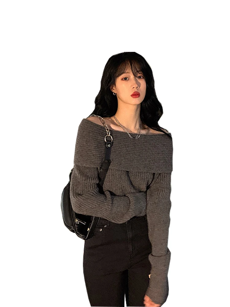 Suéter de Punto ueso is de Un Solo Hombro para Mujer, Estilo Dulce, Moda de Primavera y Otoño, Diseño que Realza la Figura