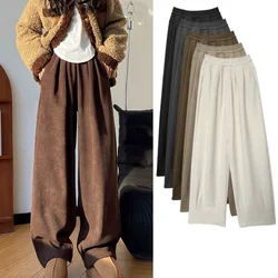 Corduroy Yamamoto Pants For Women Autumn Winter 2024 Thicken Baggy Wide Leg Coffee Pants Womens High Waist Sweatpants Trousers