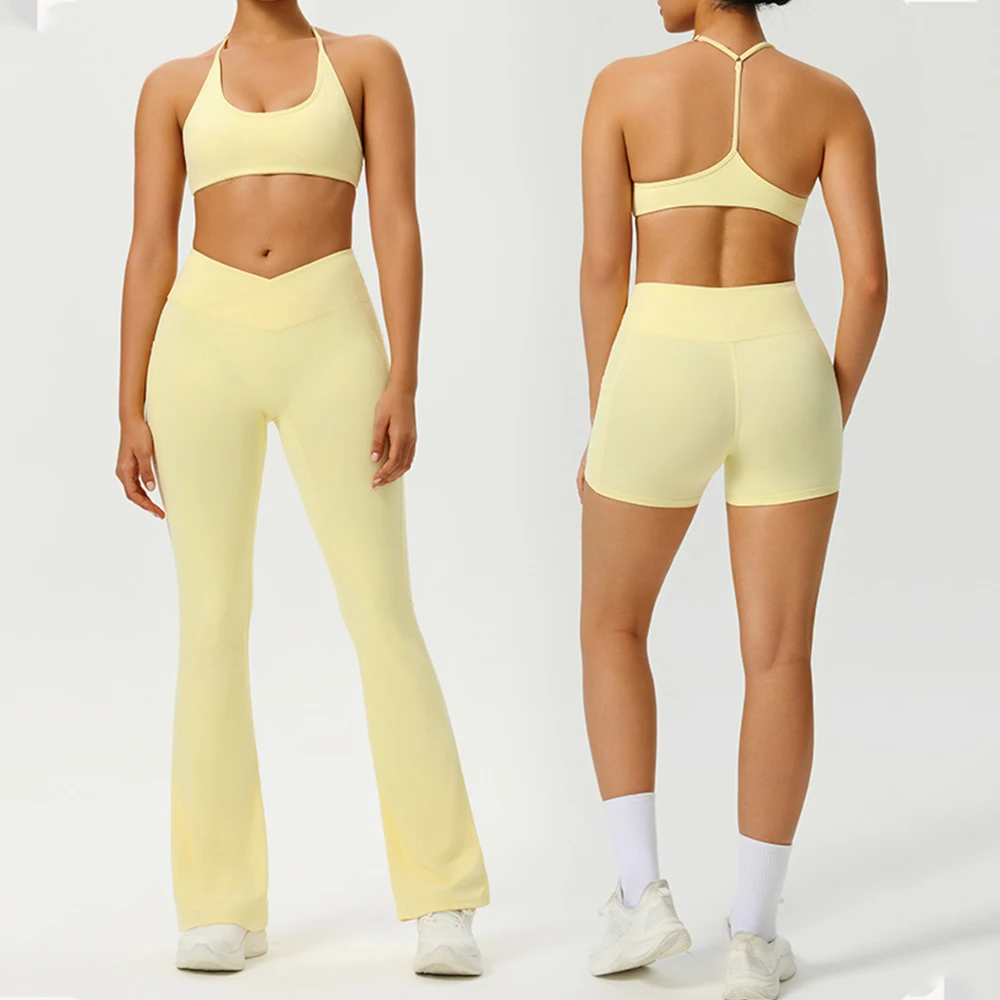 

Костюм для йоги из двух предметов для женского фитнеса, европейская и американская спортивная одежда, быстросохнущий спортивный бюстгальтер, одинаковые брюки, шорты, комплект для тренировок