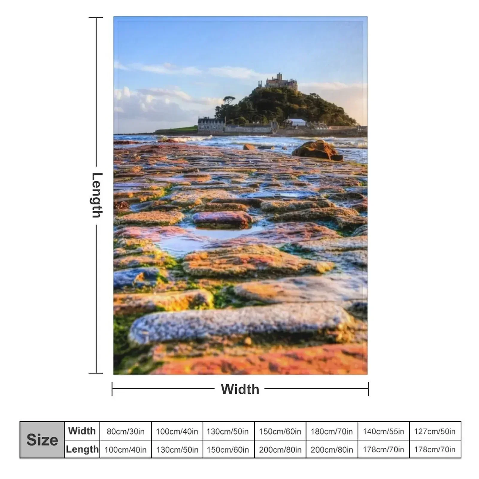 St Michael's Mount And Causeway, Marazion, Cornwall Throw Blanket Luxury Sofa Throw Flannel warm winter Blankets