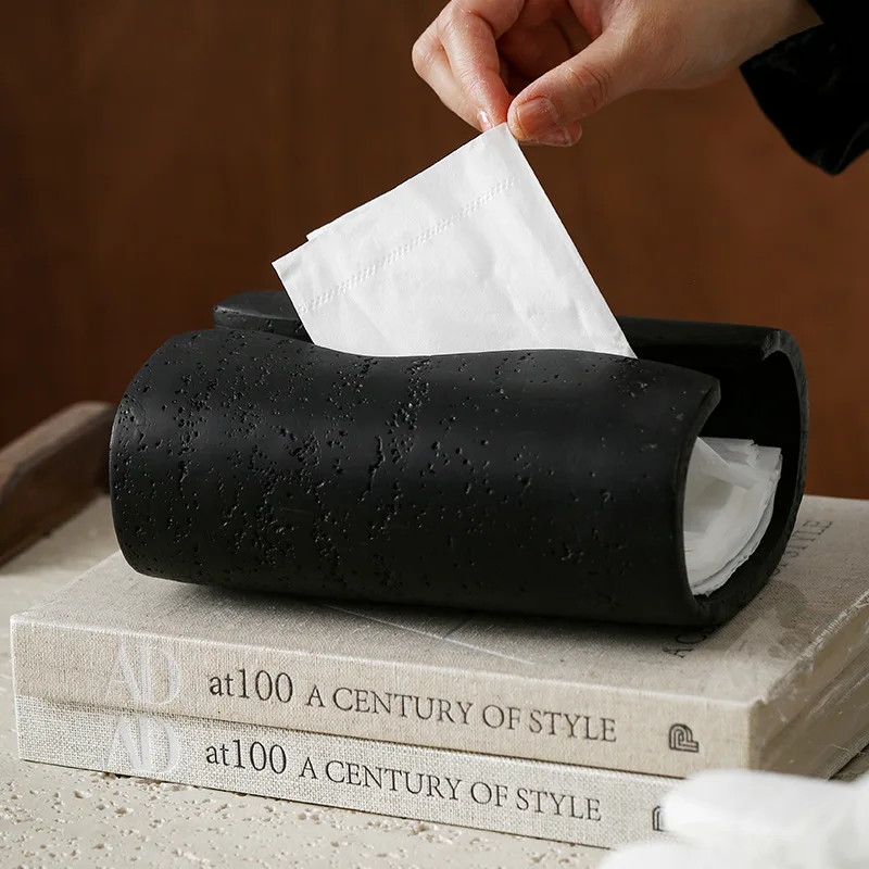 Luxury Imitation Stone Tissue Box Creative Resin Technology Tea Table Paper Box Table Decoration Tissue Holder Kitchen Supplies view 4