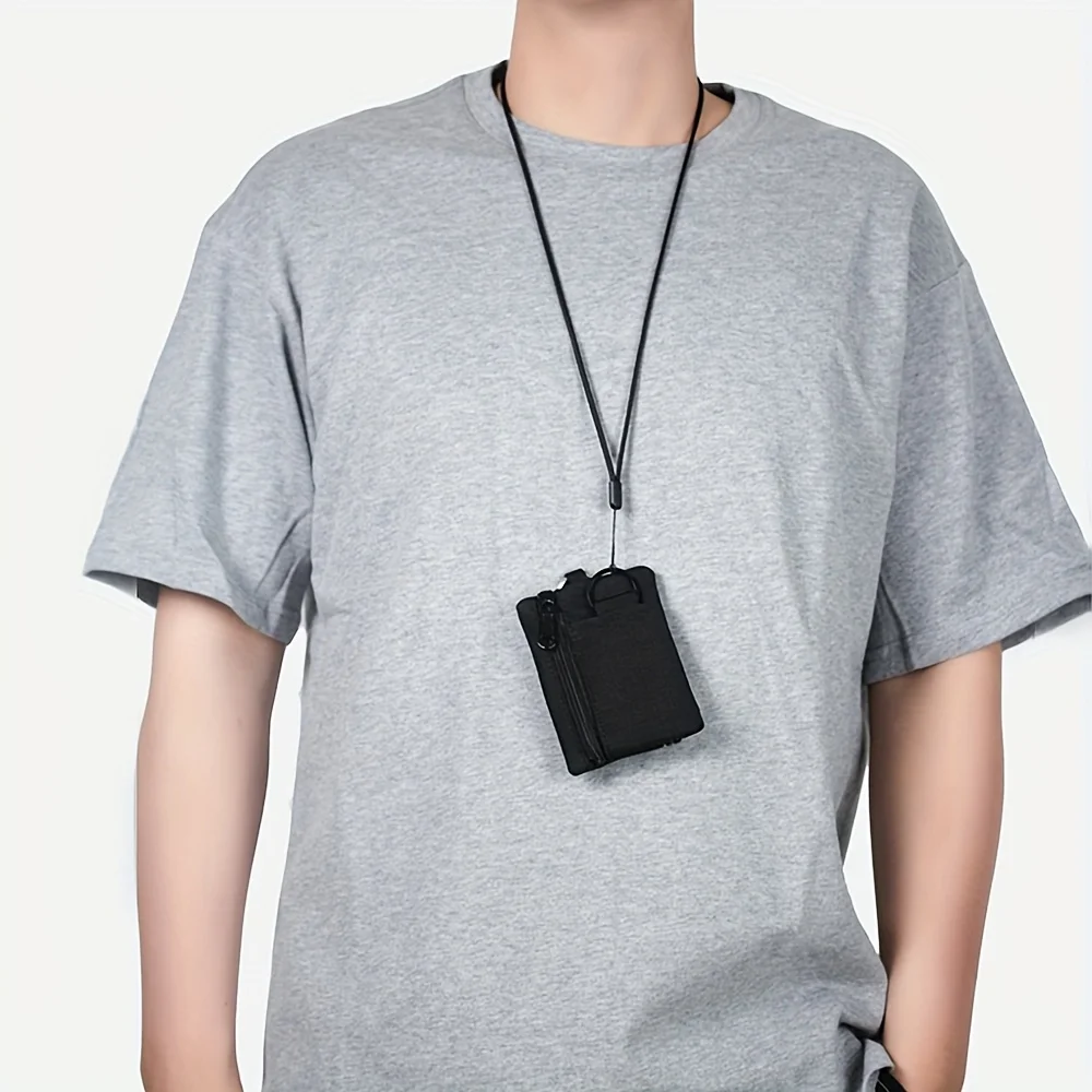 Мини-кошелек для монет, спортивная сумка для хранения на нейлоновой молнии в повседневном стиле, полиэстер, небольшой подвесной держатель для карт