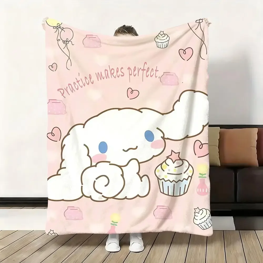 Sanrio Cinnamoroll Flauschige Weiche Decke aus Flanell, Warme Hautfreundliche Überwurfdecke für Sofa, Bett, Büro, Nickerchen, Winter