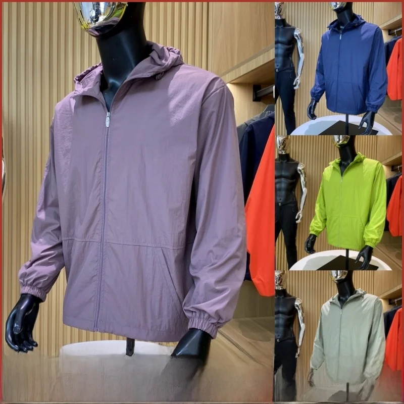 

Youth Outdoor Lightweight Breathable Waterproof Sun Protection Jaet Men's Spring Autumn Stand Fit Long Sve Hooded Coat
