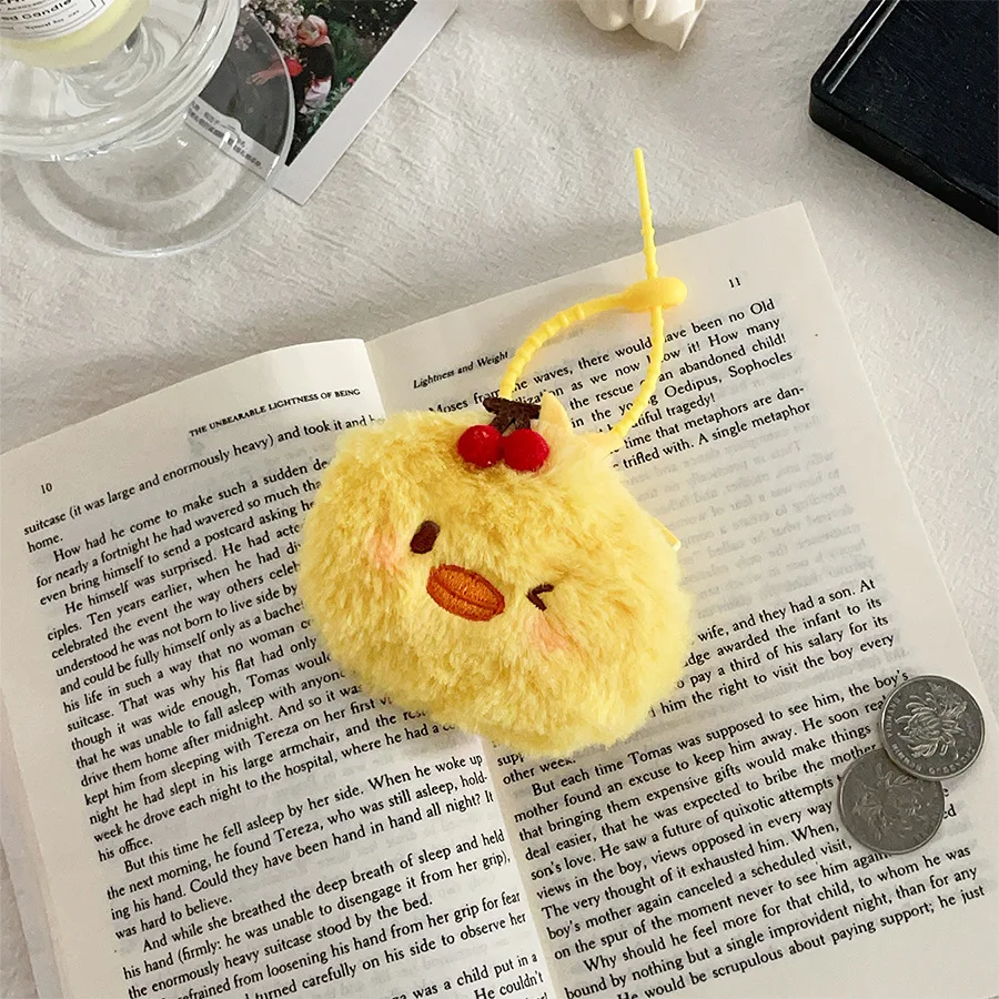 Mignon cerise petit Animal en peluche porte-monnaie pendentif dessin animé doux en peluche lapin cochon chiot stockage écouteur sac porte-monnaie enfants cadeau