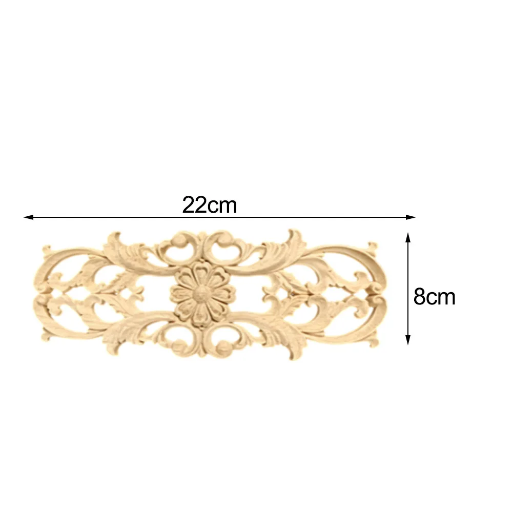 1Pcs Wood Applique Floral Wooden Carved Cupboard Cabinet Decal Appliques Frame Wall Door Furniture Woodcarving Home for décor