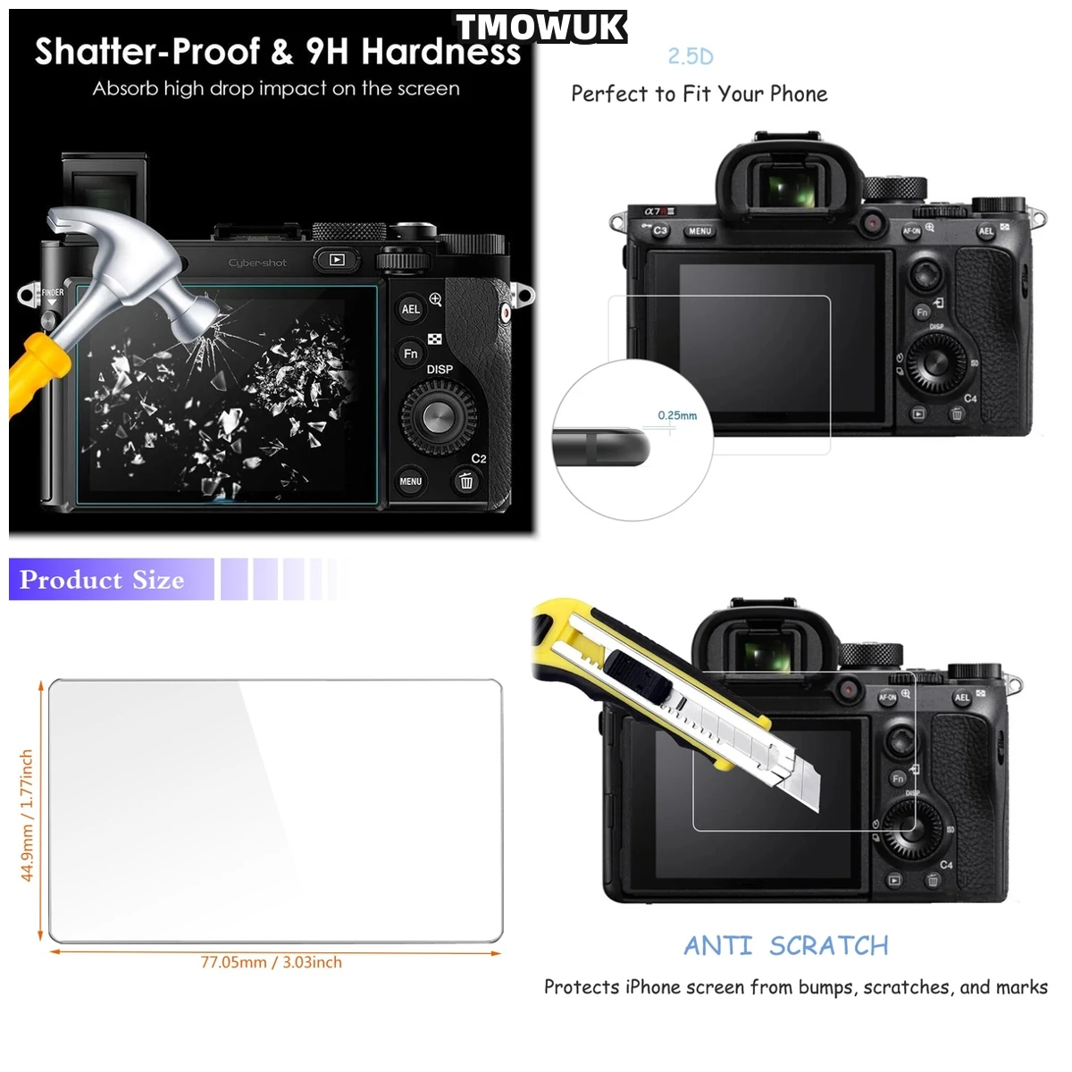 

Tempered Glass Screen Protector For RX10 IV V FX3 RX100 III IV VI VA ZV1 ZVE10