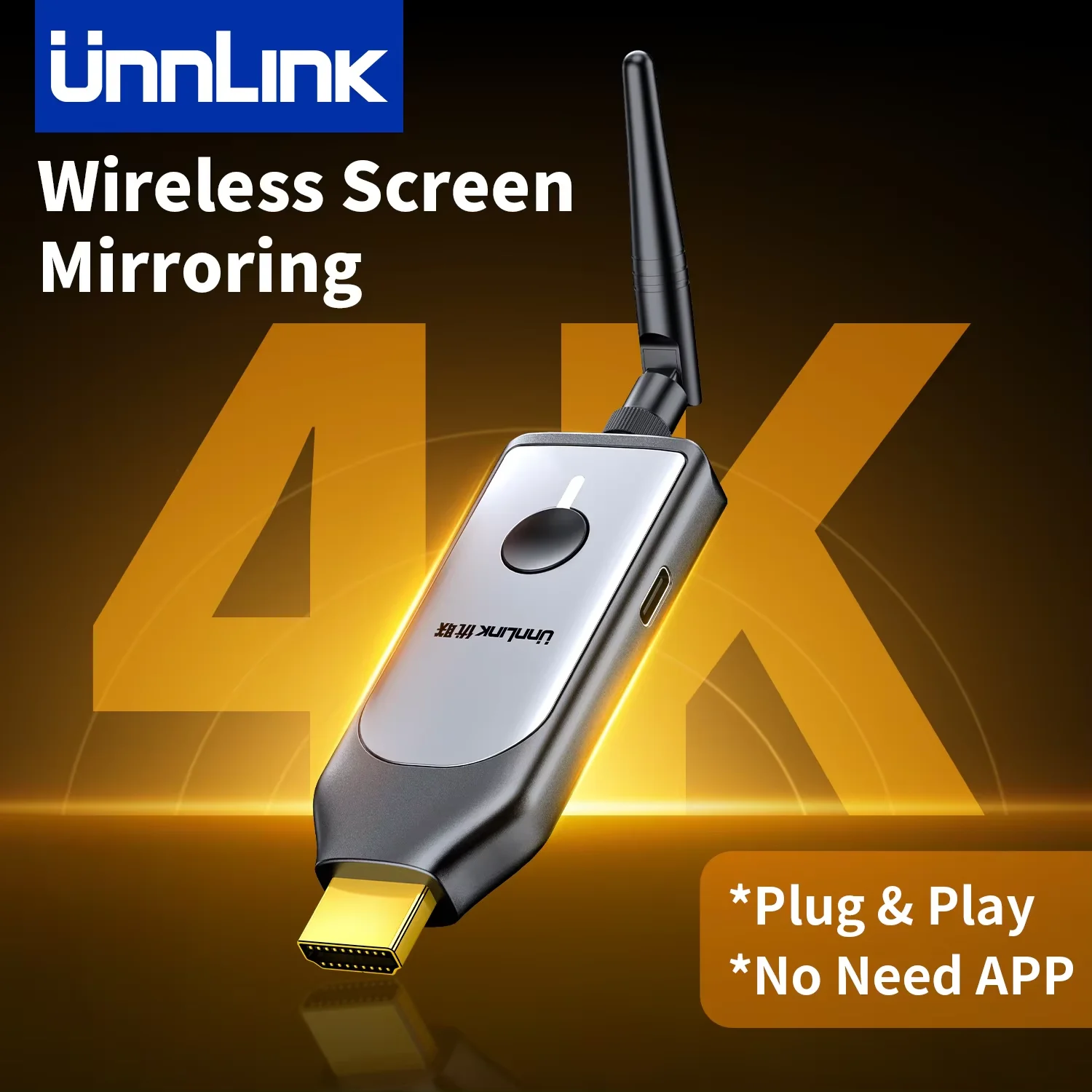 

Unnlink 4K Wireless Display Dongle, HDMI Receiver for Phone Screen Mirroring, Phone to TV, 4K TV Cast