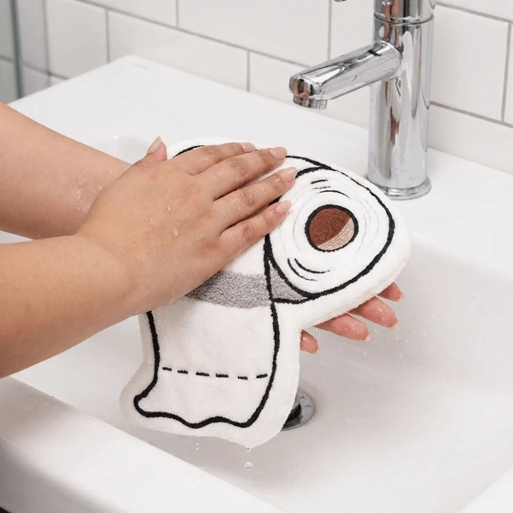 Cute Super Absorbent Roll Paper Hand Towel Thickened Funny Coral Fleece Towel Soft Hanging Cleaning Cloth Kitchen