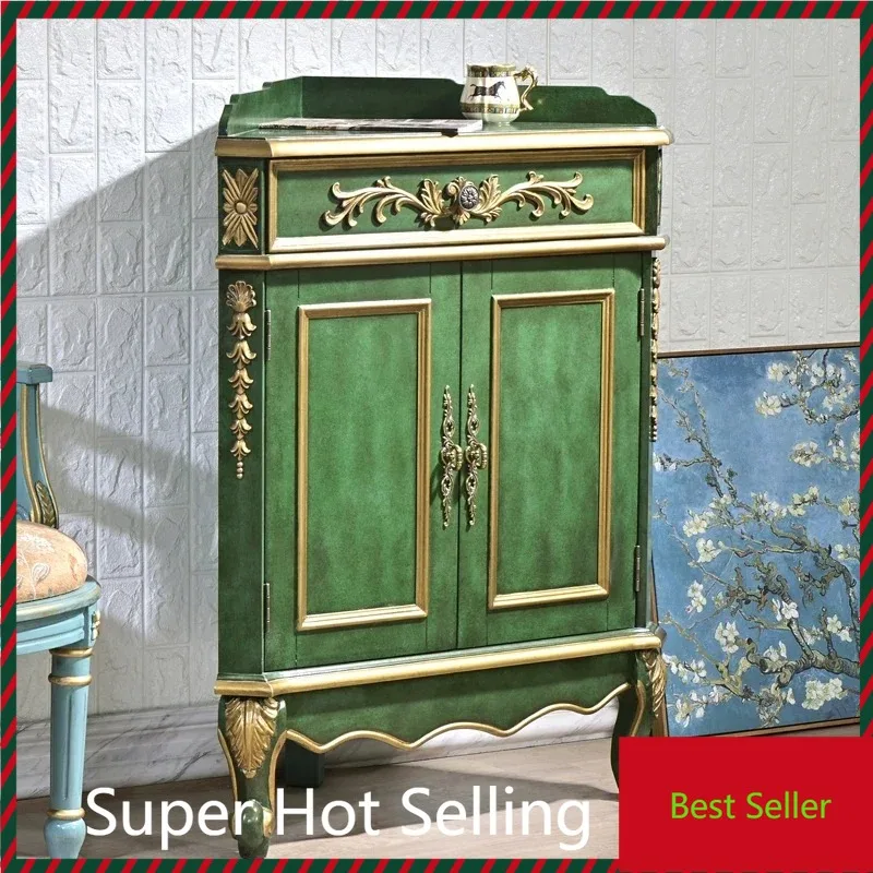 M71 American retro solid wood low cabinet, living room furniture, corner storage wine cabinet, fan-shaped triangular cabinet,