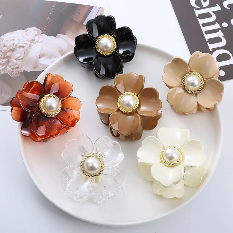 Sweet Flower Shape Hair Clip for Women Girls Hair Claw Chic Barrettes Claw Crab Hairpins Styling Bohemia Hair Accessories