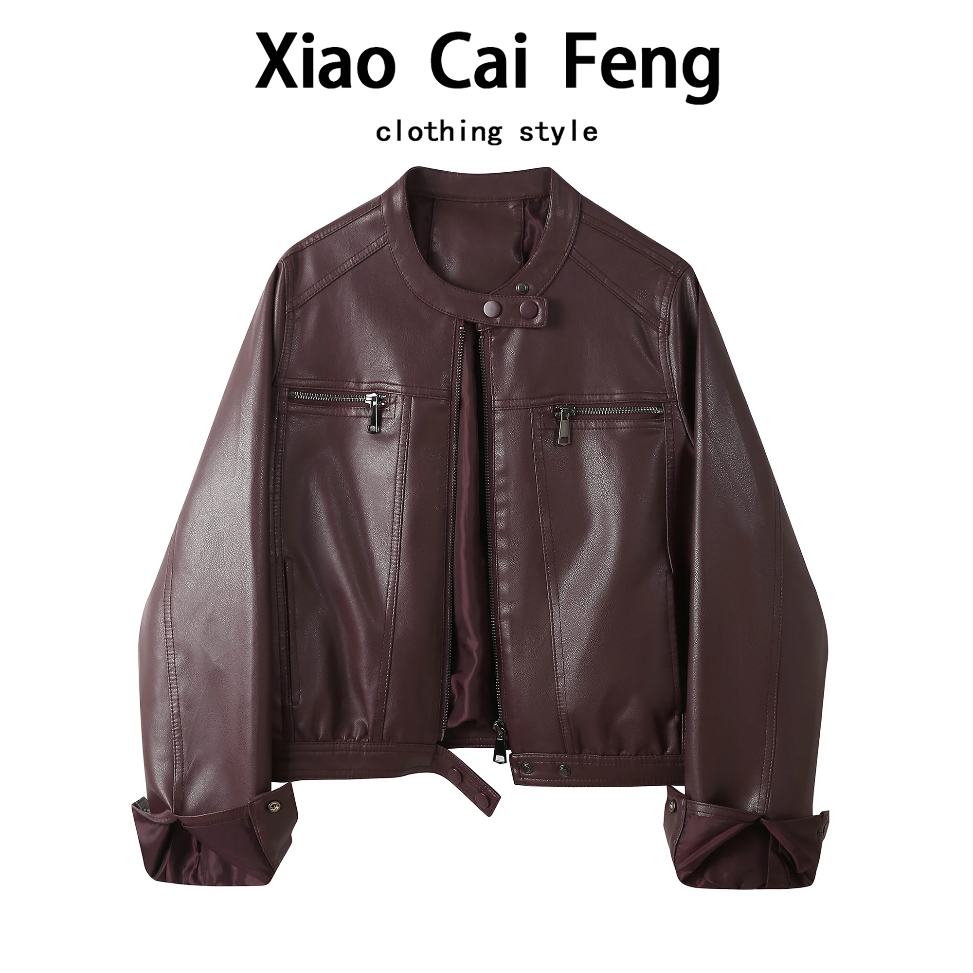 Cool Faionable PU Leather Jaet Women's Loose All-Match Motorcycle Clothes Outerwear Spring Autumn Design Trendy Top