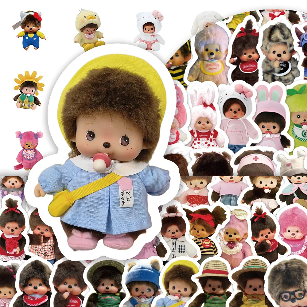 80 Pegatinas Monchichi, Lindas Pegatinas de Muñecas, Pegatinas de Graffiti para Manualidades, Diario, Funda de Teléfono, Álbum de Recortes, Pegatinas Estéticas