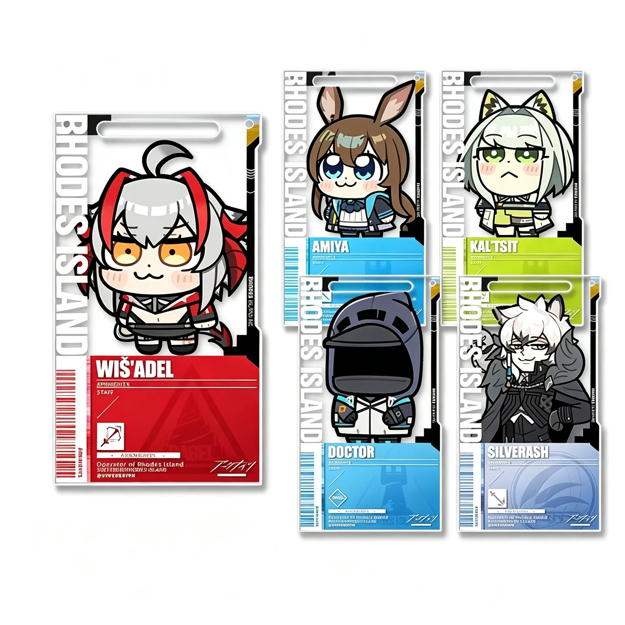 Arknights Rhodes Island Chibi Operator Acrylic Card Holder Cute Anime Game Id Badge Luggage Tag Pendant Backpack Charm Gift