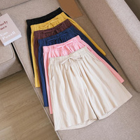 Women Cotton Linen Shorts Summer High Waist Loose Shorts Korean Fashion Solid Color Short Pants Female Casual Clothing