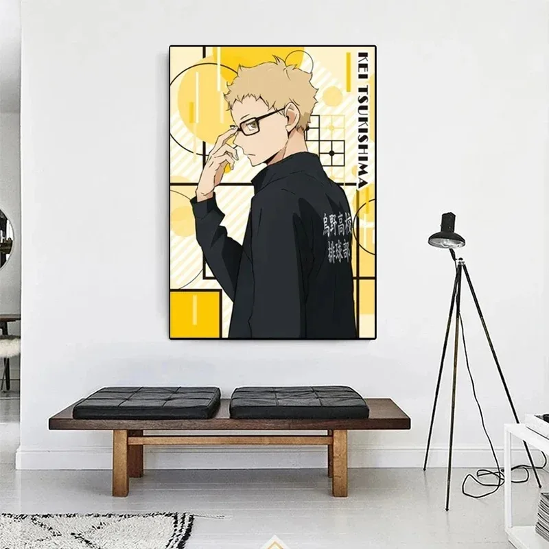 Pósteres de Anime Haikyuu de voleibol adolescente, pintura de lienzo de personaje, arte de pared impreso, decoración del hogar y sala de estar, Japón