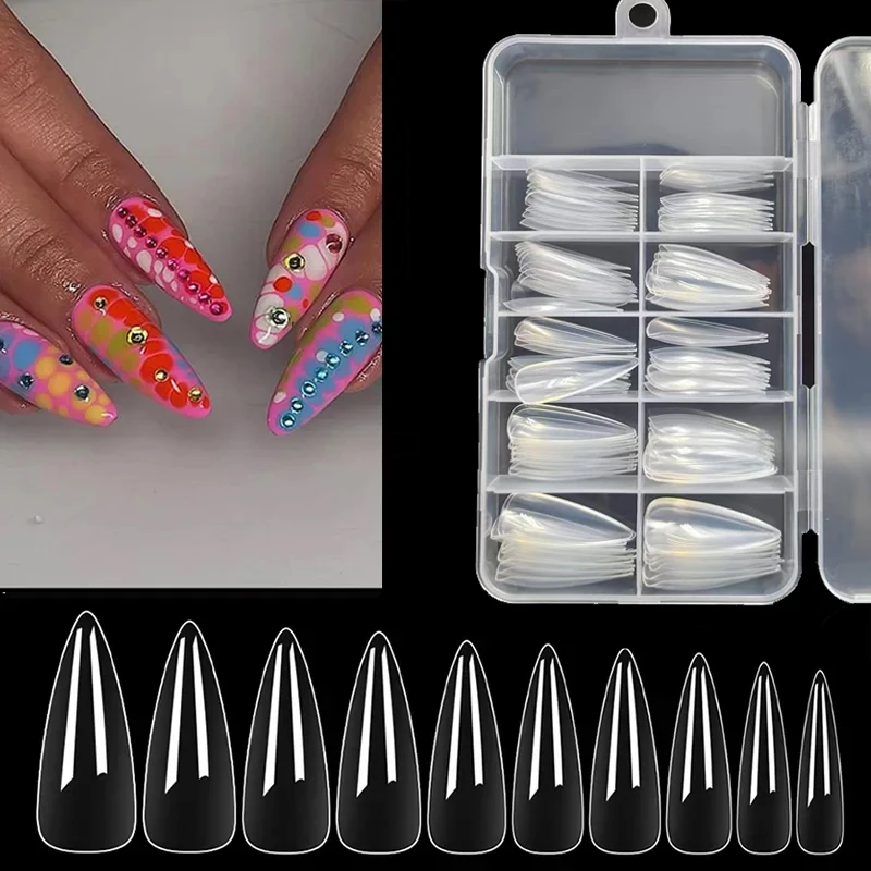 New Fashion Fake Nails Press on False Nails Coffin Semi Frosted Full Cover Mid Length Nail Tips Art Accessories Tool