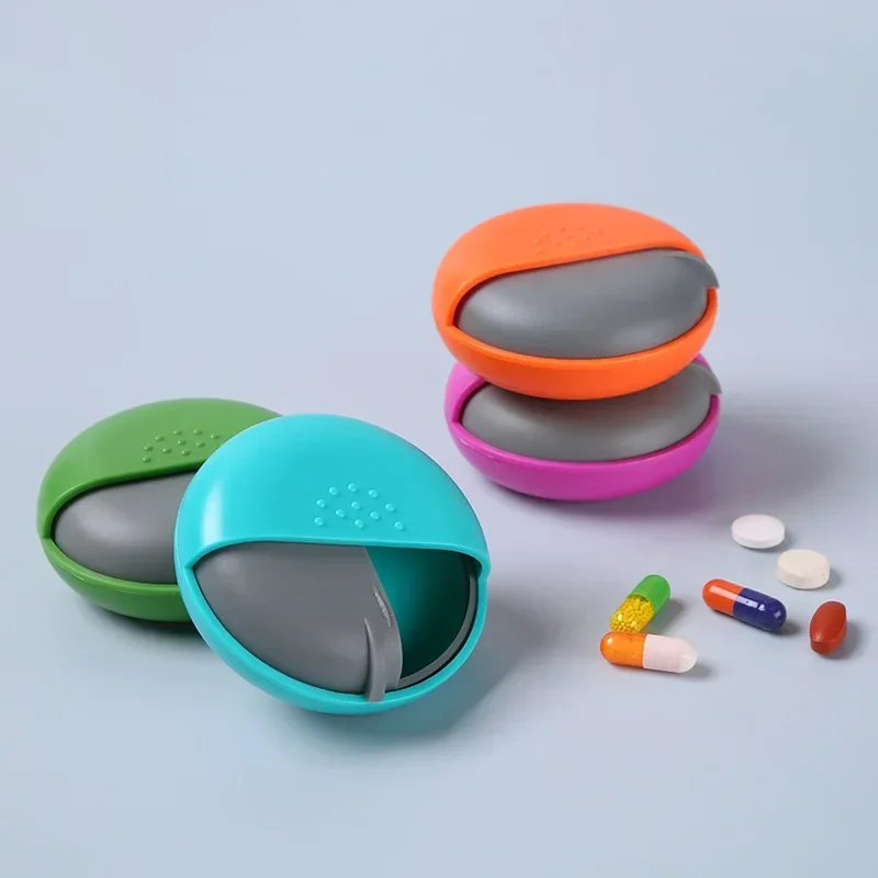 Mini Round Rotating Storage Box Portable Pill Case Earphone Cable Organizer Travel Container Compact Desk Organizer Colorful
