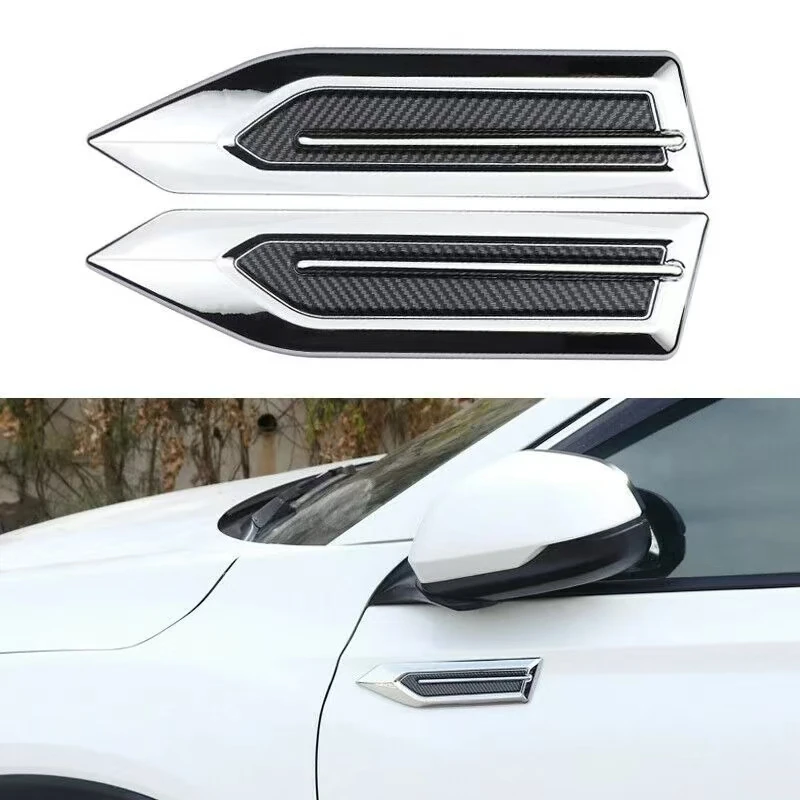 2 Pcs Universal Self-Adhesive Air Flow Vent Fenders Side Decor Sticker for Car Cover Intake Grille Duct  G5AD