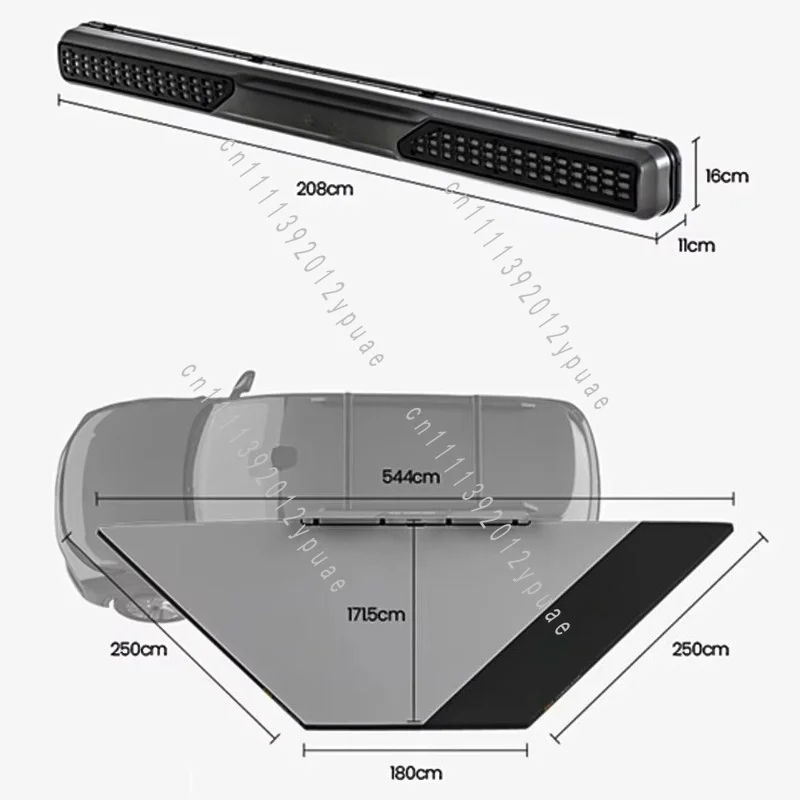 180 Degree Freestanding Car Side Awning, Roof Mount Aluminum Canopy, Universal Fit for Outdoor Camping