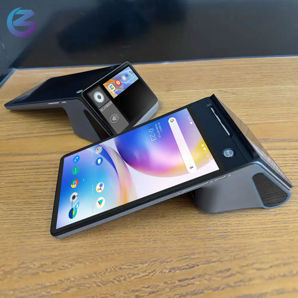 Retail Dual Display Z 108 Android POS Terminal with NFC QR Code for Grocery Store Self Checkout Cloud Billing