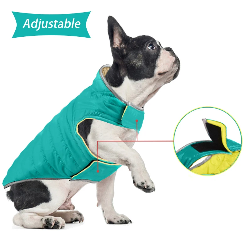 Ropa impermeable Reversible para mascotas, chaqueta reflectante para cachorros, abrigo para perros pequeños y grandes, Labrador, Bulldog Francés, Invierno