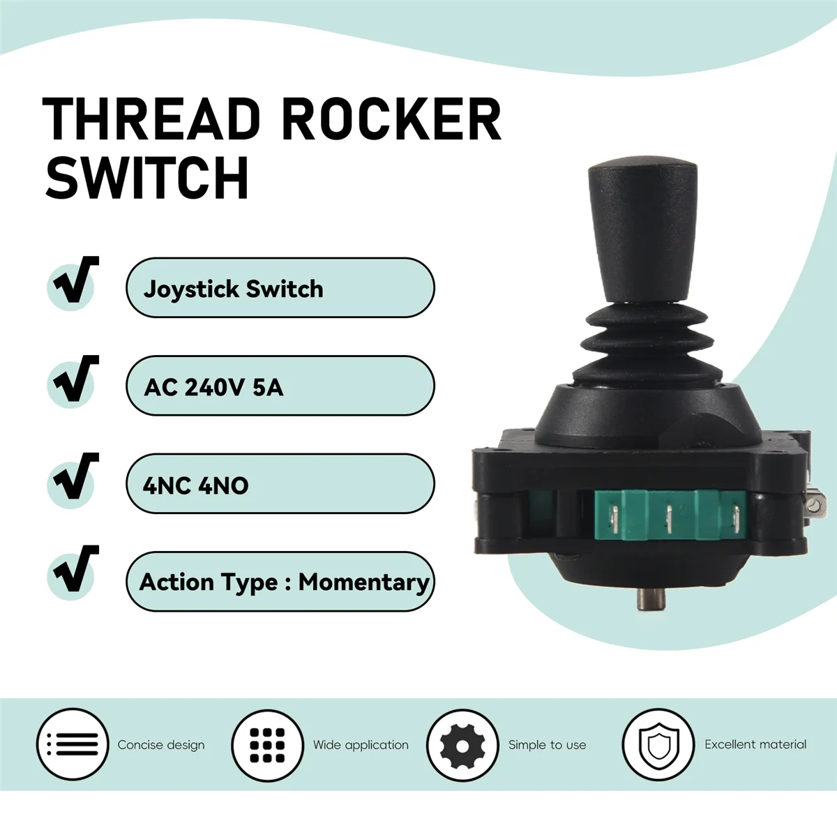 Joli à Joystick AC 240V 5A 4NO 4NC Momentané 2.5mm à Filetage Fiosphoré