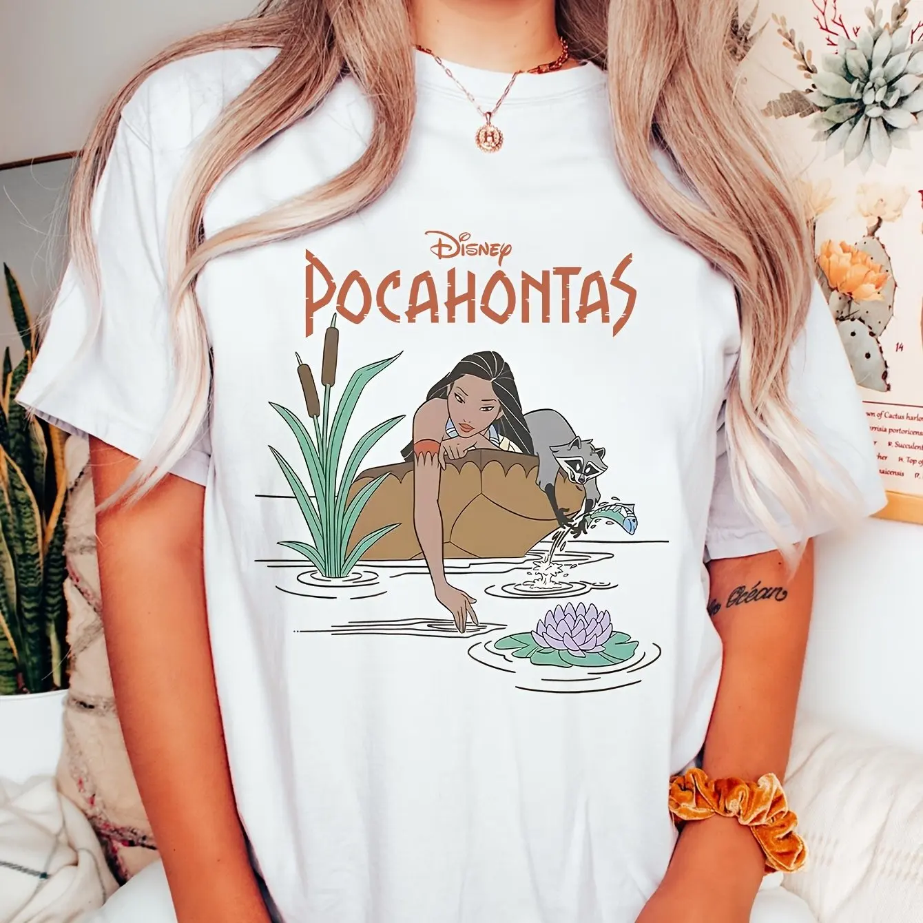 

Disney Pocahontas Princess Girls Summer T-Shirt Family Parent-Child Clothing Casual Sports Loose Comfort Short Sleeve Women Top