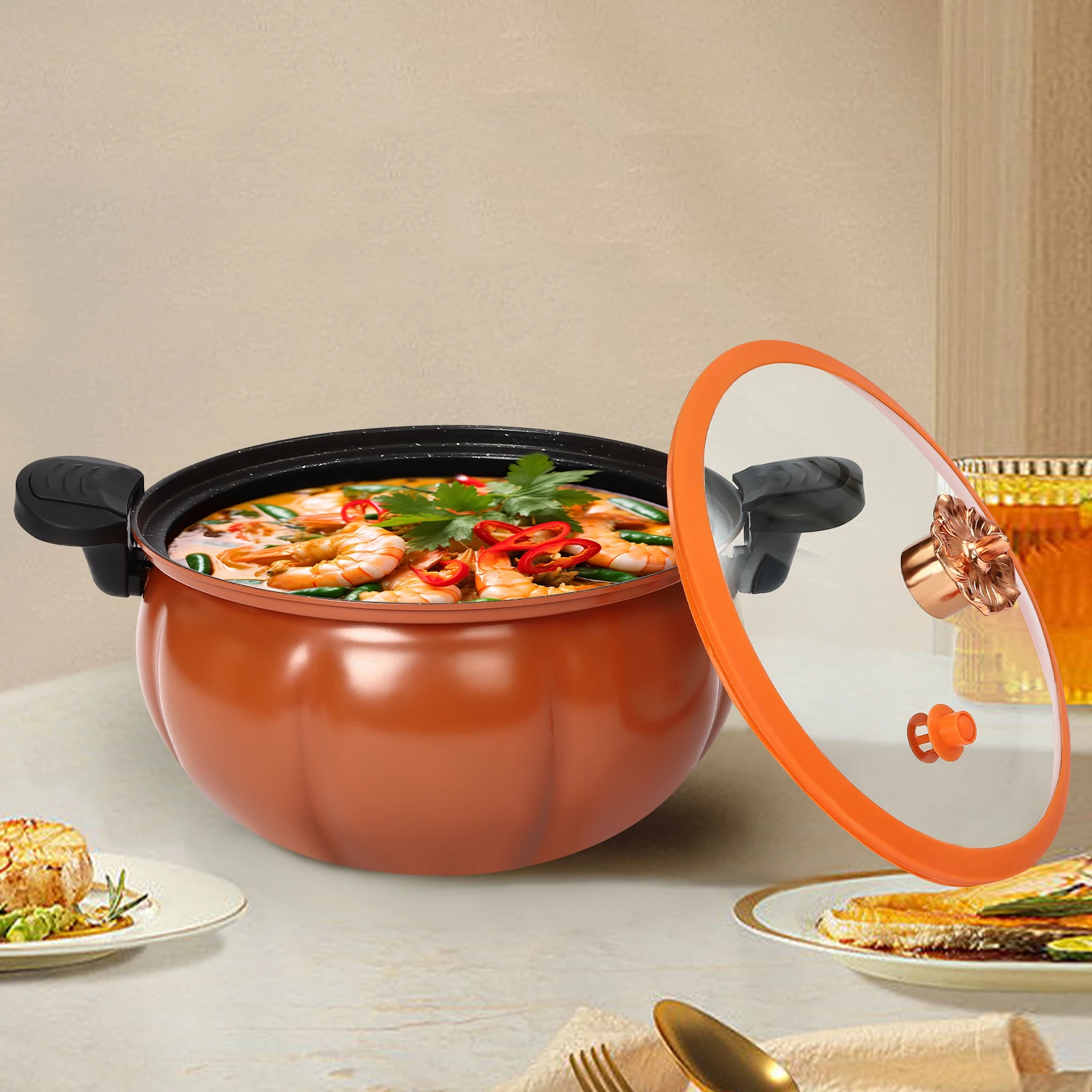 Halloween Style Micro Pressure Cooker Pumpkin Shaped, Refined Iron Micro Pressure Cooking Pot  for Kitchen
