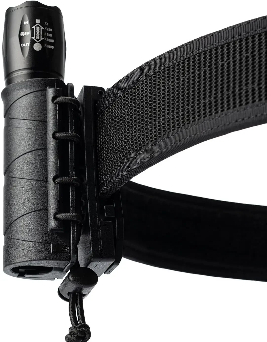 Funda con pulverizador de pimienta para linterna, accesorio giratorio de 360 °, fácil de quitar, diseño de resorte ajustable, perfecto para cinturón de servicio