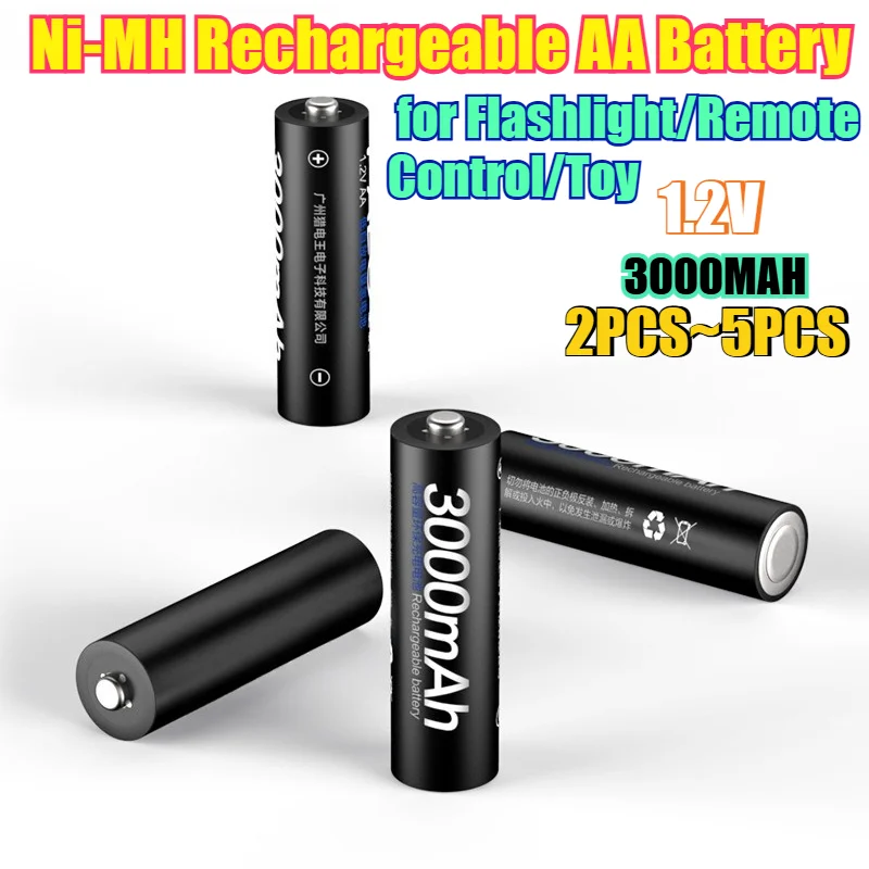 

2-5PCS 3000mAh Low Self-Discharge Ni-MH Rechargeable AA Battery - High Capacity AA3000mAH for Flashlight/Remote Control/Toy