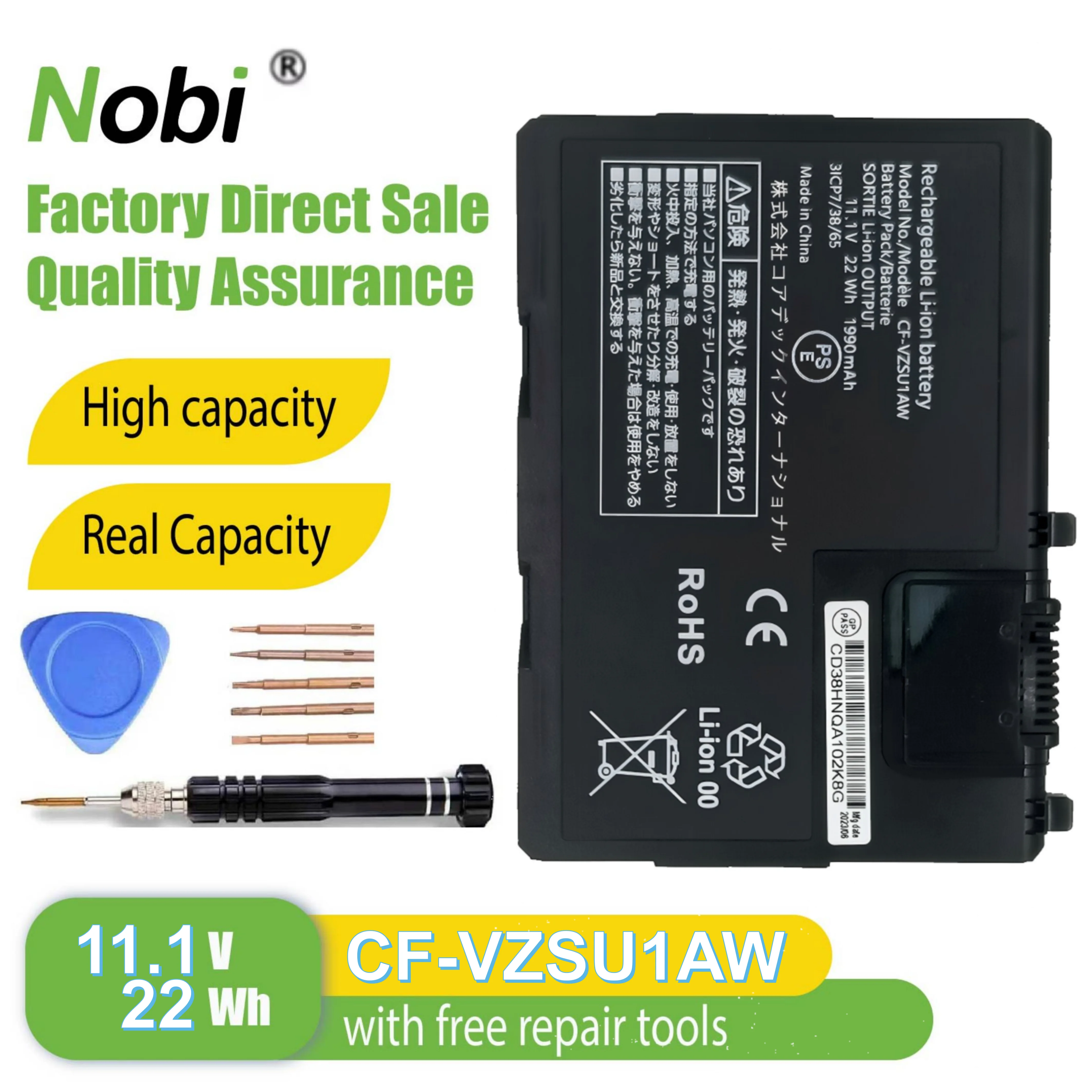 

Nobi CF-VZSU1AW CF-VZSU1AJS CF-VZSU1AR CF-VZSU1BR battery for Panasonic Toughbook CF-33 CF-33X series （36Wh 7.6V）