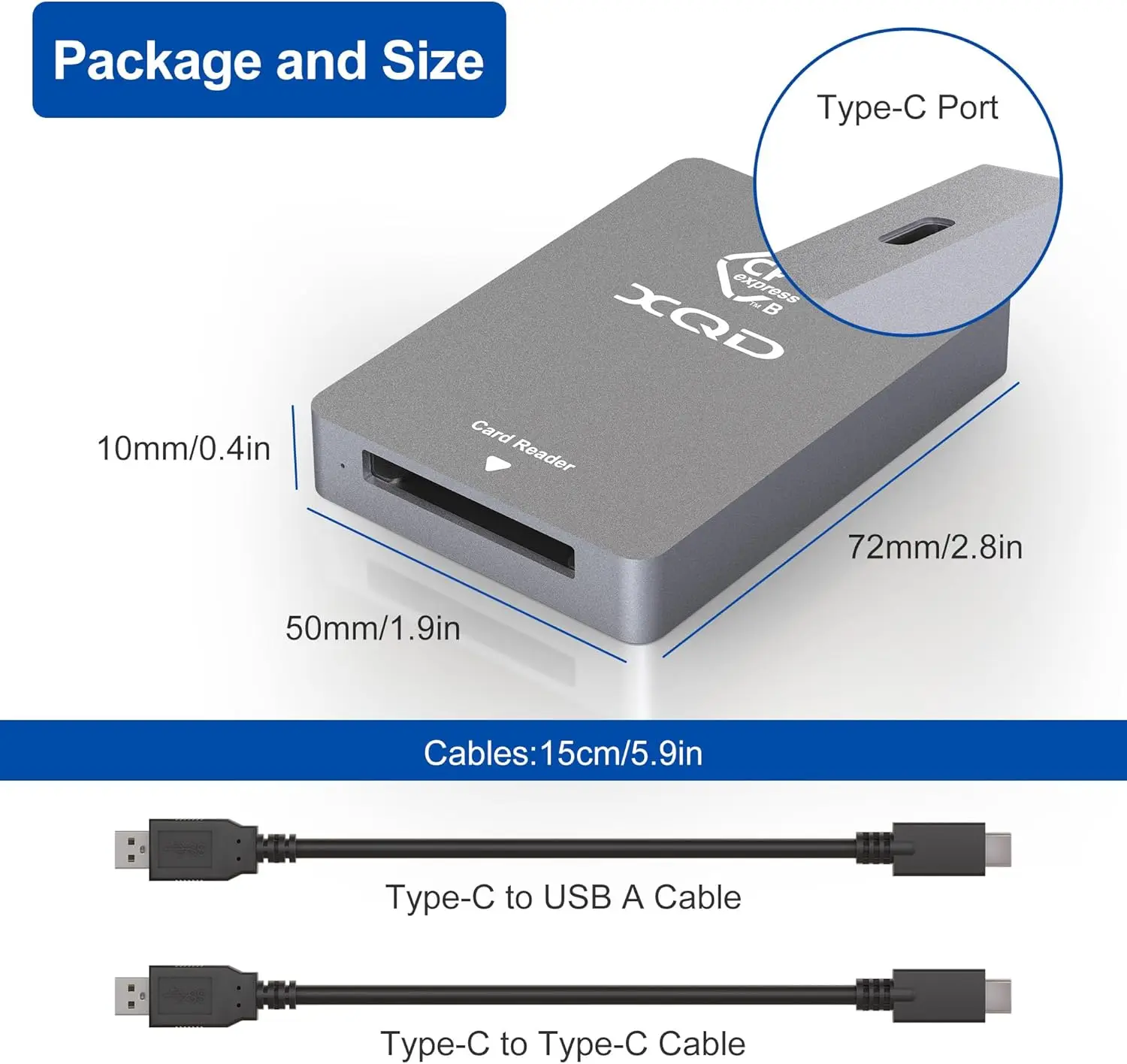 XQD & CFexpress Type B Card Reader USB 3.2 10Gbps CFexpress Memory for CF Express,Sonyy G/M Mark XQD and Lexar 2933x/1400x