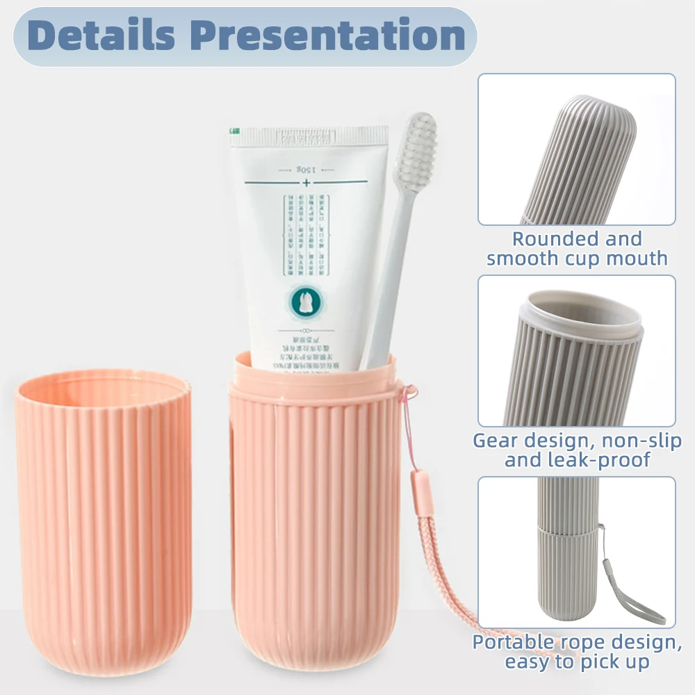 Taza de cepillo de dientes portátil de viaje, soporte de pasta de dientes para baño, caja de almacenamiento, organizador de artículos de tocador,