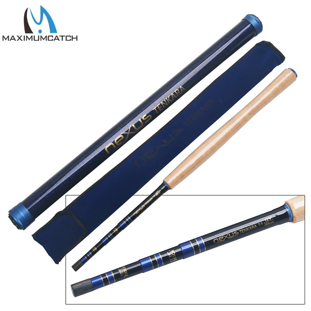 Maximumcatch Nexus 12-15ft Tenkara Rod - Telescoping 7:3 Action Carbon Fiber Fly Rod with Sock/Line Keeper/Fly Line