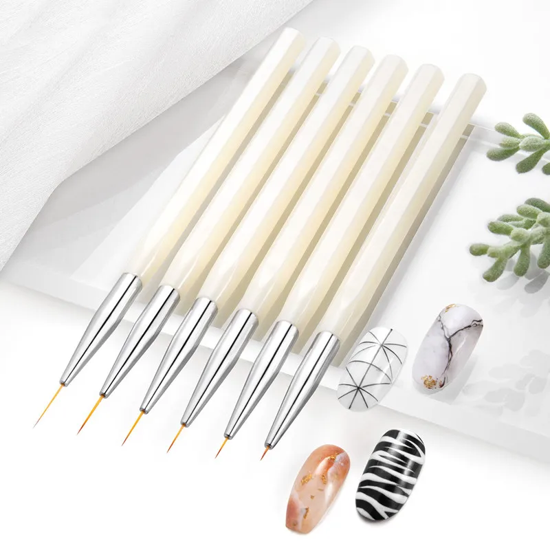 

6pcs Nail Line Painting Pen French Stripe 3D Flower Manicure UV Gel Polish Brush Soft Hair Drawing Nail Line Acrylic Handle Tool