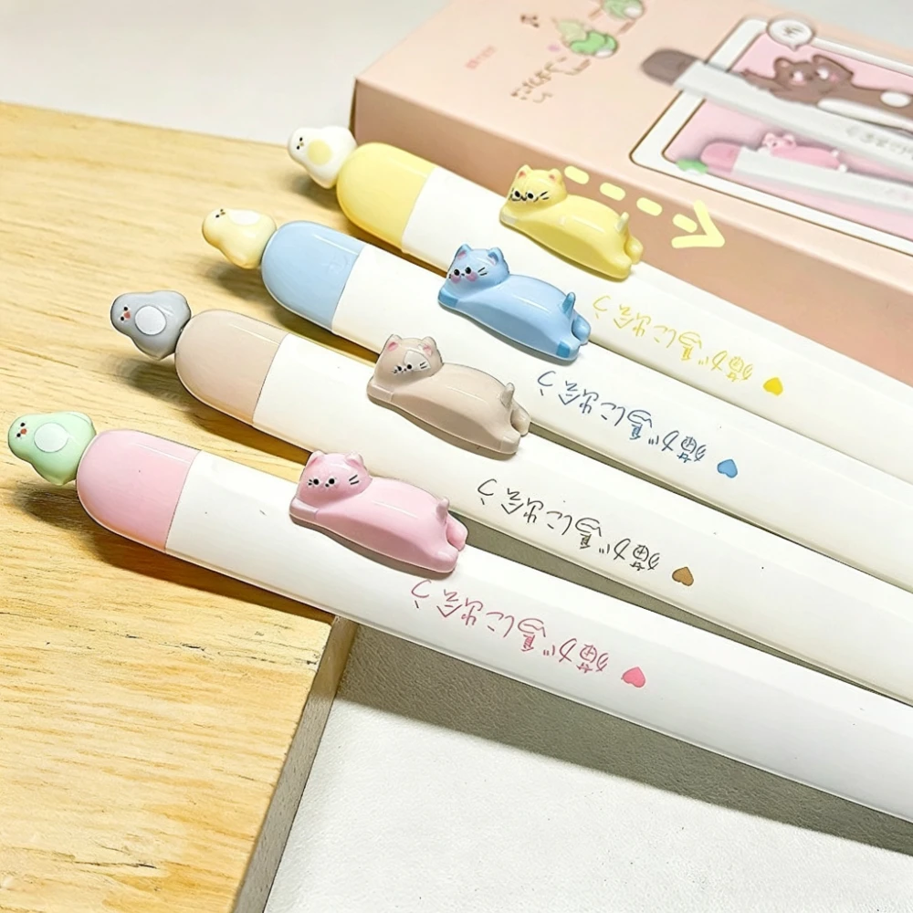 4 Pcs/Set Fun Magnet Cat Bird Gel Pens 0.5mm Black Ink Smooth Writing Pen With Protective Cover School Office Supplies Kids Gift