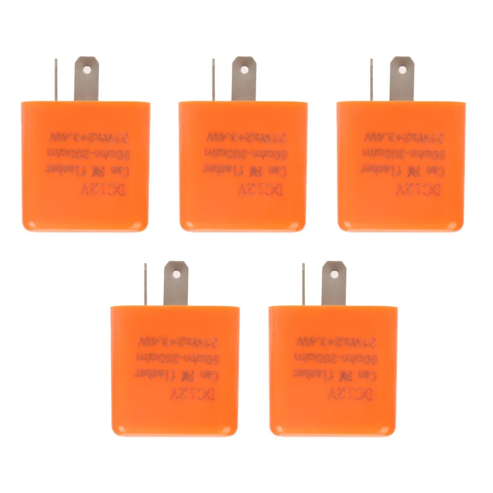 5Pcs DC 12V LED Flasher Relay Adjustable Frequency 2 Pin Electronic Flasher Relay Hyper Flash Fix High Temperature Resistance