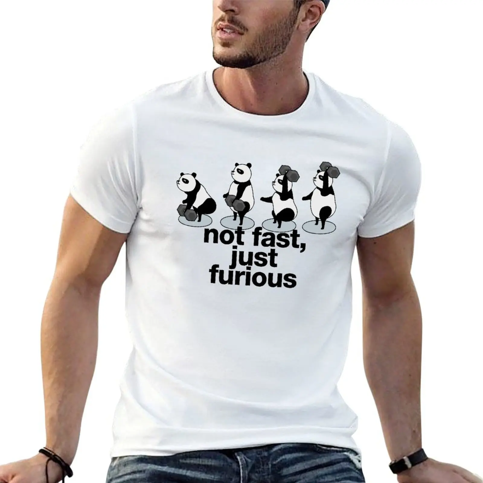Camisetas gráficas que dice y con para rápido, oso, simplemente no, camisetas de panda, palmas con mancuernas, camiseta furiosa, crossfit haciendo hombre