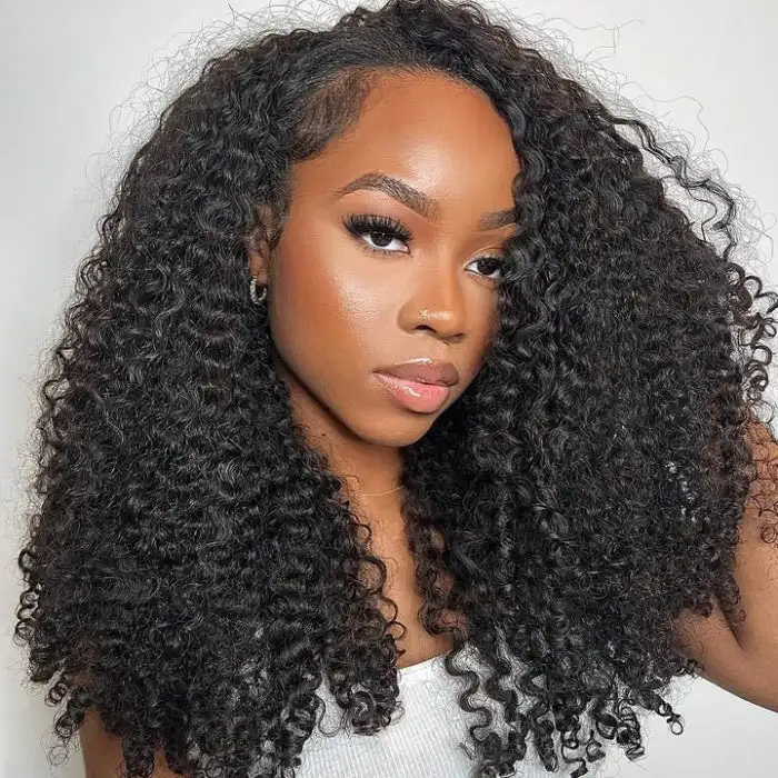 Curly Half Wigs No Lace Brazilian Human Hair Wear and Go Deep Wave Headband Wig 3 IN 1 Half Wig With Drawstring Seamless Clips