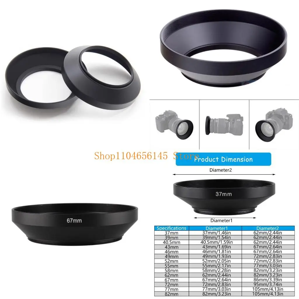

5asd DSLR Camera Accessory Metal Lens Hood Compatibles Various Models 39mm-82mm