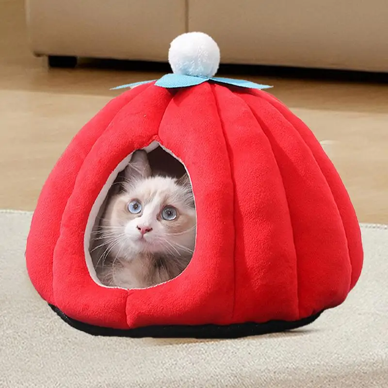 

Winter Warm Pet dog Bed Kennel Cat Sleeping House Pumpkin Puppy kitten cave bed Semi Enclosed cozy nest Tent pet supplies